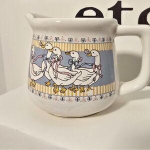 Vintage Ribbon Geese Creamer Milk Jug  Ceramic